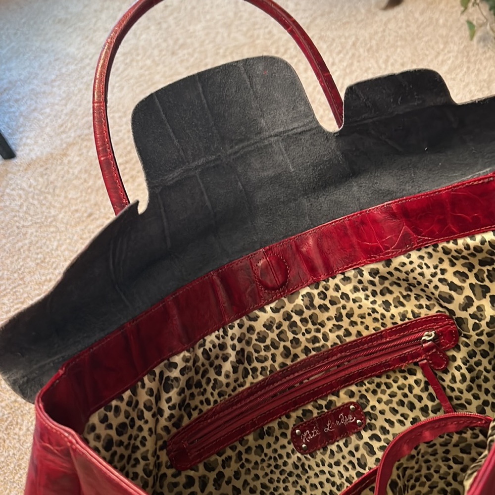 KATE♥️LANDRY LEATHER Tote Bag EXCELLENT Condition!⭐️Deep Maroon/Burgundy♥️ - Picture 4 of 13